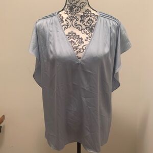 White House Black Market Soft Blue V-Neck Tunic